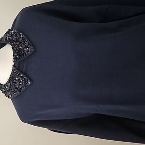 J crew sweater with sequin detailed collar. Size Medium. Navy.